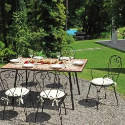 Sedia da Giardino in Ferro Verniciato Nero con Struttura Impilabile - Nacim