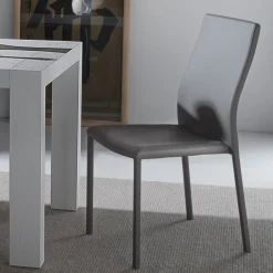 Sedia da Pranzo con Struttura e Seduta in Ecopelle Colorato, 4 Pezzi - Alba