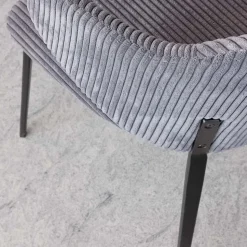 Sedia da Pranzo con Struttura in Metallo e Seduta in Velluto a Coste - Ridni