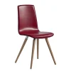 Sedia da Pranzo in Cuoio Rigenerato con Gambe in Legno Made in Italy - Luke