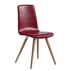 Sedia da Pranzo in Cuoio Rigenerato con Gambe in Legno Made in Italy - Luke