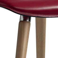 Sedia da Pranzo in Cuoio Rigenerato con Gambe in Legno Made in Italy - Luke