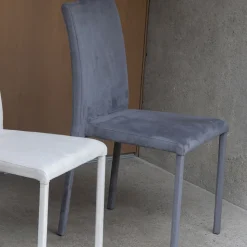 Sedia da Pranzo in Metallo Ricoperta in Econabuk Colorato, 4 Pezzi - Anita