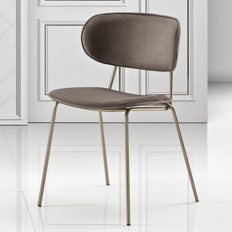 Sedia da Pranzo in Tessuto di 2 Diverse Finiture Made in Italy - Sanemi