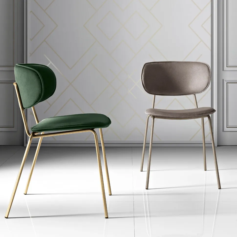 Sedia da Pranzo in Tessuto di 2 Diverse Finiture Made in Italy - Sanemi