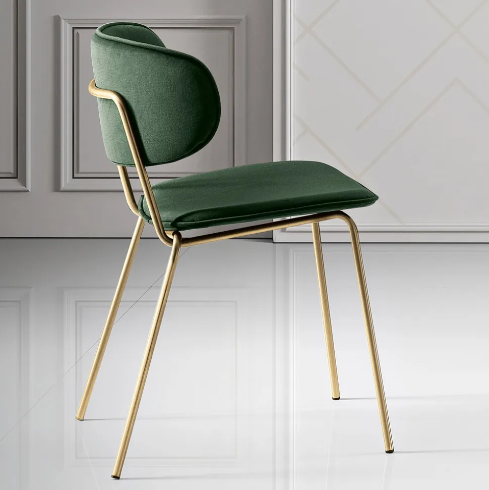Sedia da Pranzo in Tessuto di 2 Diverse Finiture Made in Italy - Sanemi