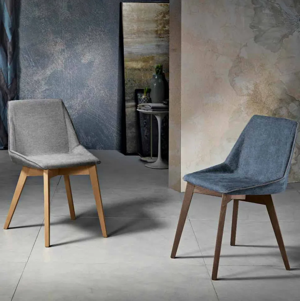 Sedia da soggiorno in tessuto e legno moderna made in Italy, Oriella