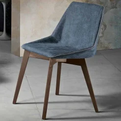 Sedia da soggiorno in tessuto e legno moderna made in Italy, Oriella