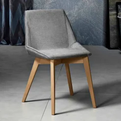 Sedia da soggiorno in tessuto e legno moderna made in Italy, Oriella