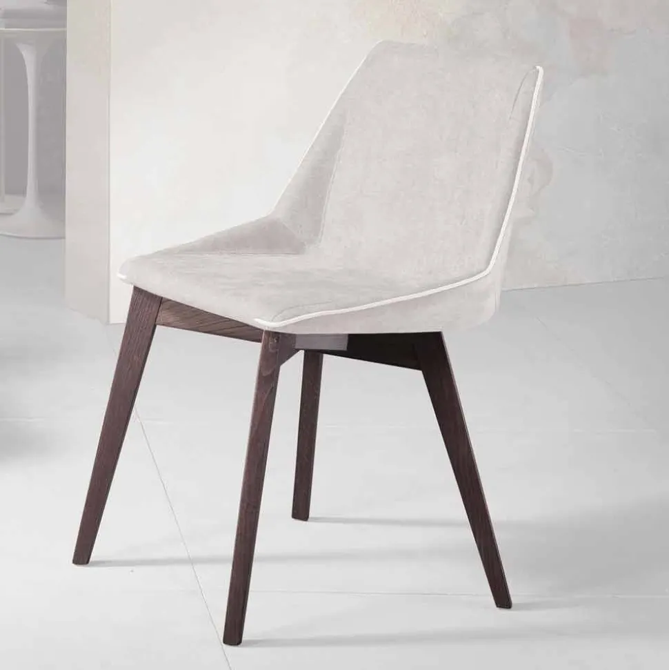 Sedia da soggiorno in tessuto e legno moderna made in Italy, Oriella