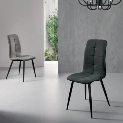 Sedia da Soggiorno in Tessuto con Base in Metallo Nero 4 Pezzi - Menegildo