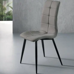 Sedia da Soggiorno in Tessuto con Base in Metallo Nero 4 Pezzi - Menegildo
