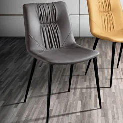 Sedia da Soggiorno in Tessuto Fibrato Effetto Pelle e Metallo Made in Italy - Gohan