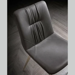 Sedia da Soggiorno in Tessuto Fibrato Effetto Pelle e Metallo Made in Italy - Gohan