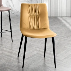 Sedia da Soggiorno in Tessuto Fibrato Effetto Pelle e Metallo Made in Italy - Gohan