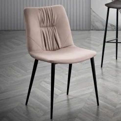 Sedia da Soggiorno in Tessuto Fibrato Effetto Pelle e Metallo Made in Italy - Gohan