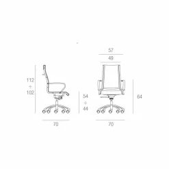 Sedia da ufficio con monoscocca in similpelle made in Italy Agata
