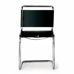 Sedia da Ufficio in Cuoio con Struttura in Acciaio Cromato Made in Italy - Elite
