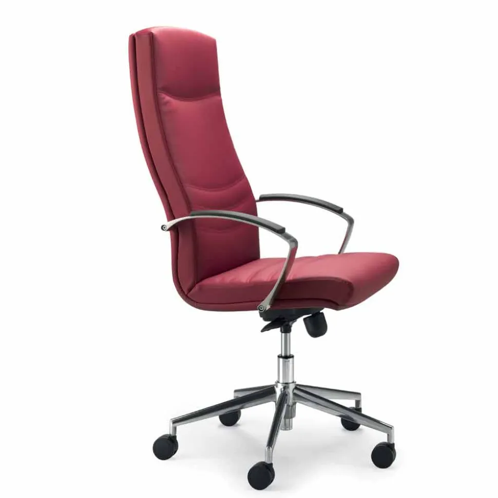Sedia da ufficio in faggio rivestita in pelle bovina tipo fiore Debora
