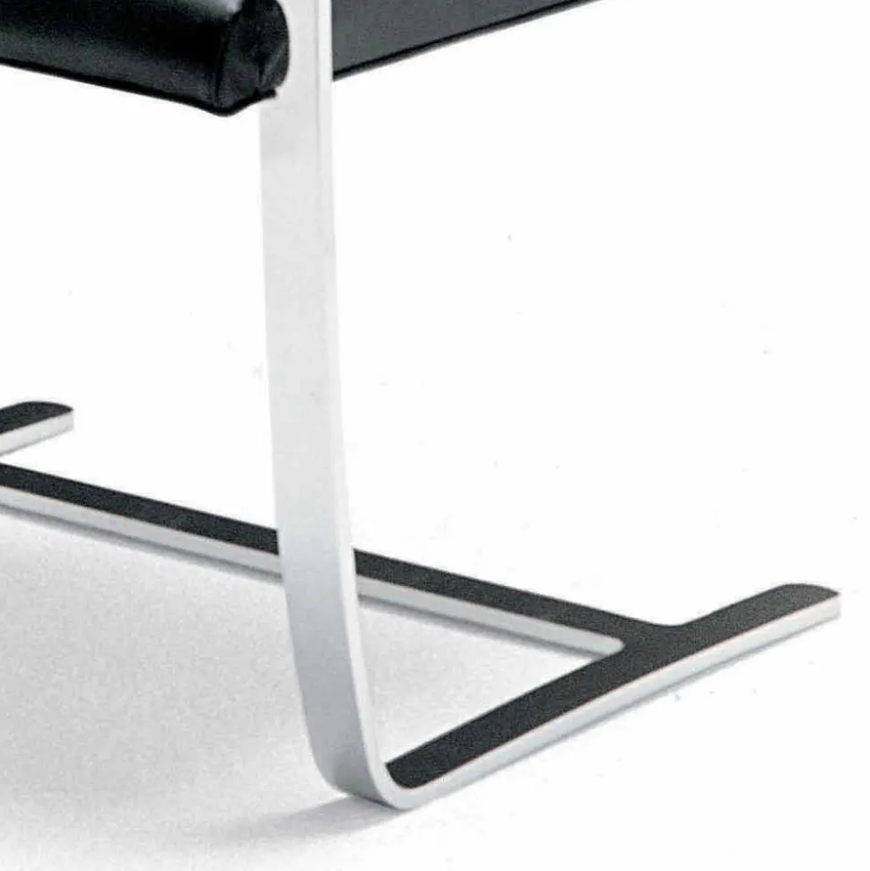 Sedia da Ufficio in Pelle con Struttura in Acciaio Cromo Made in Italy - Quarzo