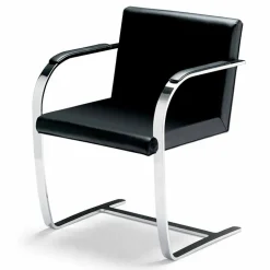 Sedia da Ufficio in Pelle con Struttura in Acciaio Cromo Made in Italy - Quarzo