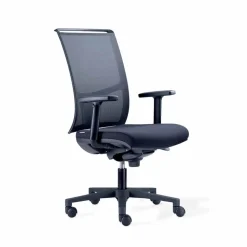 Sedia da Ufficio Semidirezionale in Tecnorete e Tessuto Nero – Vespasiano