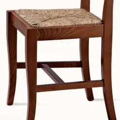 Sedia Design Classico in Legno e Seduta in Paglia Made in Italy - Dorina