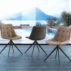 Sedia di design imbottita trapuntata in tessuto o eco nabuk Venezia