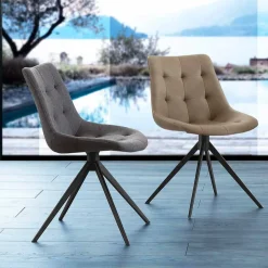 Sedia di design imbottita trapuntata in tessuto o eco nabuk Venezia