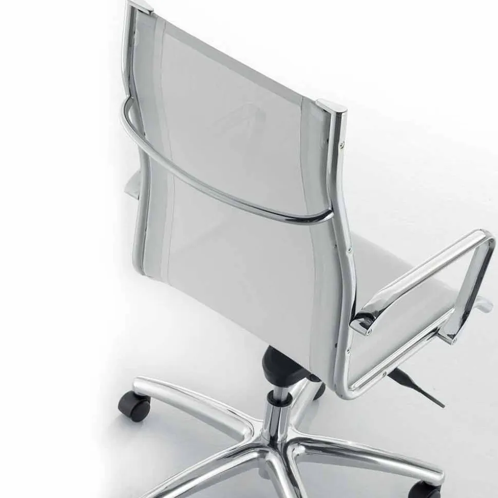 Sedia direzionale di design prodotta in Italia in monotelo rete Agata