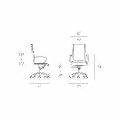 Sedia direzionale di design prodotta in Italia in monotelo rete Agata