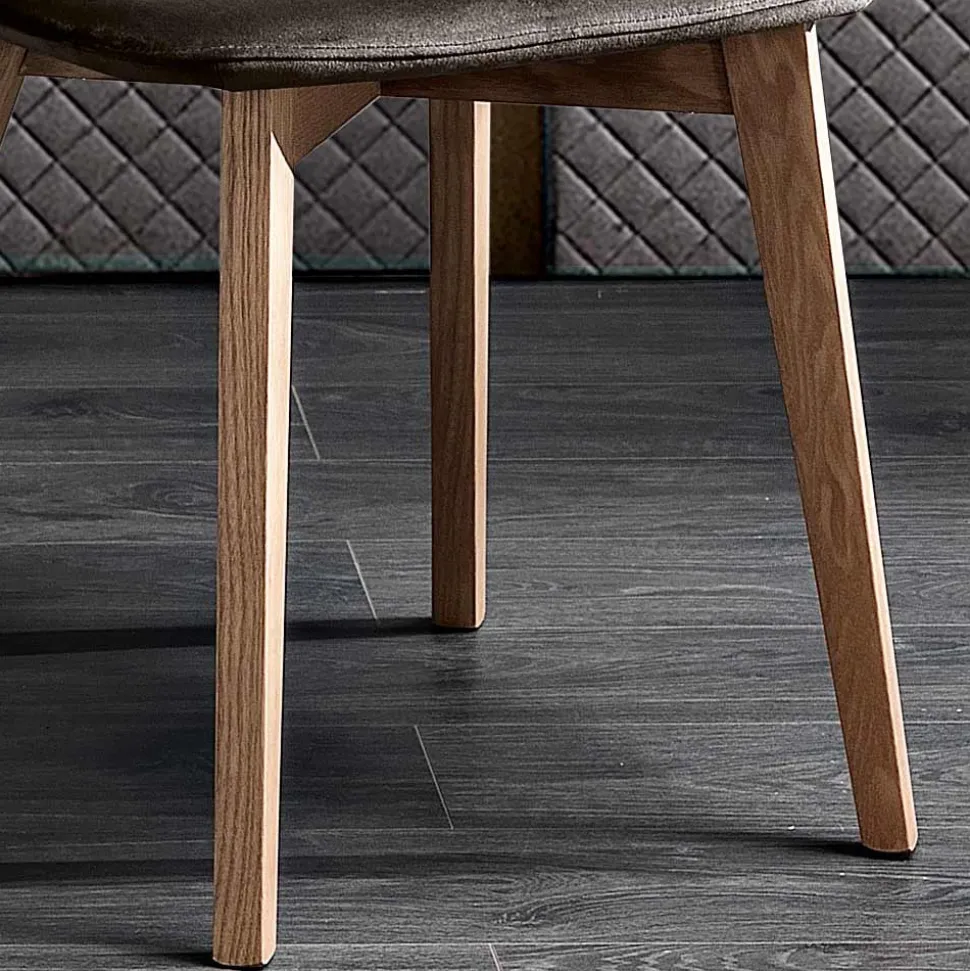Sedia Elegante di Design Moderno in Velluto Colorato e Legno - Bizet