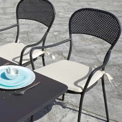 Sedia Giardino Impilabile con Struttura in Ferro Color Antracite - Nadege
