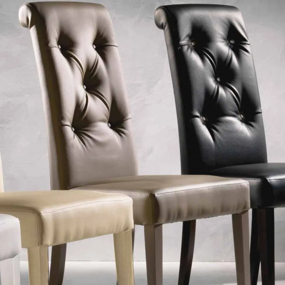 Sedia Imbottita di Design, con Lavorazione Capitonnè - Diana