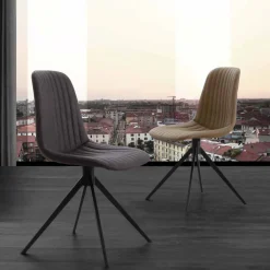 Sedia imbottita in eco nabuk e metallo, design moderno, Taranto