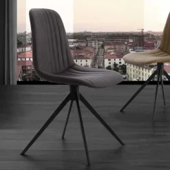 Sedia imbottita in eco nabuk e metallo, design moderno, Taranto