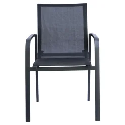 Sedia Impilabile con Braccioli in Alluminio e Textilene Bianco o Grigio - Greenstyle