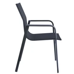 Sedia Impilabile con Braccioli in Alluminio e Textilene Bianco o Grigio - Greenstyle