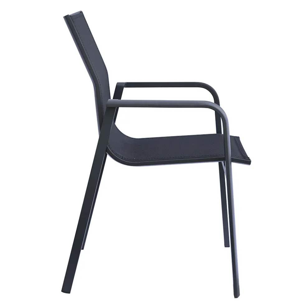 Sedia Impilabile con Braccioli in Alluminio e Textilene Bianco o Grigio - Greenstyle