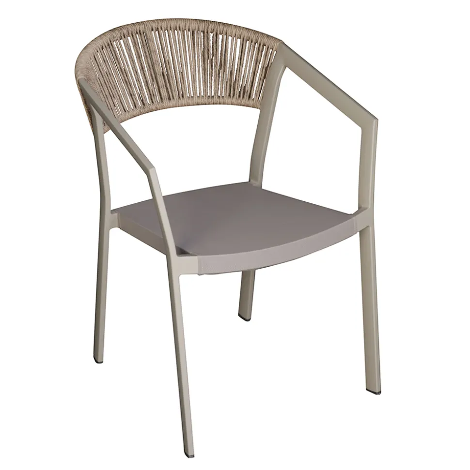 Sedia Impilabile con Seduta in Textilene e Schienale in Twist Wicker - Passione