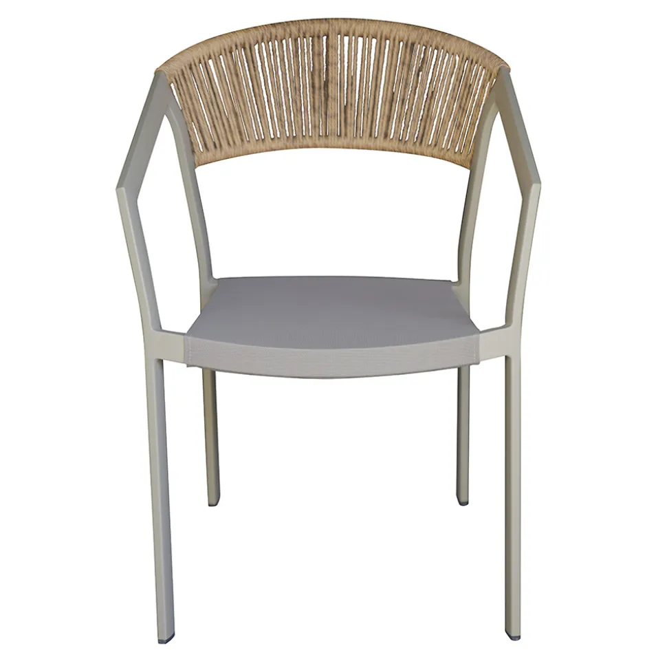 Sedia Impilabile con Seduta in Textilene e Schienale in Twist Wicker - Passione