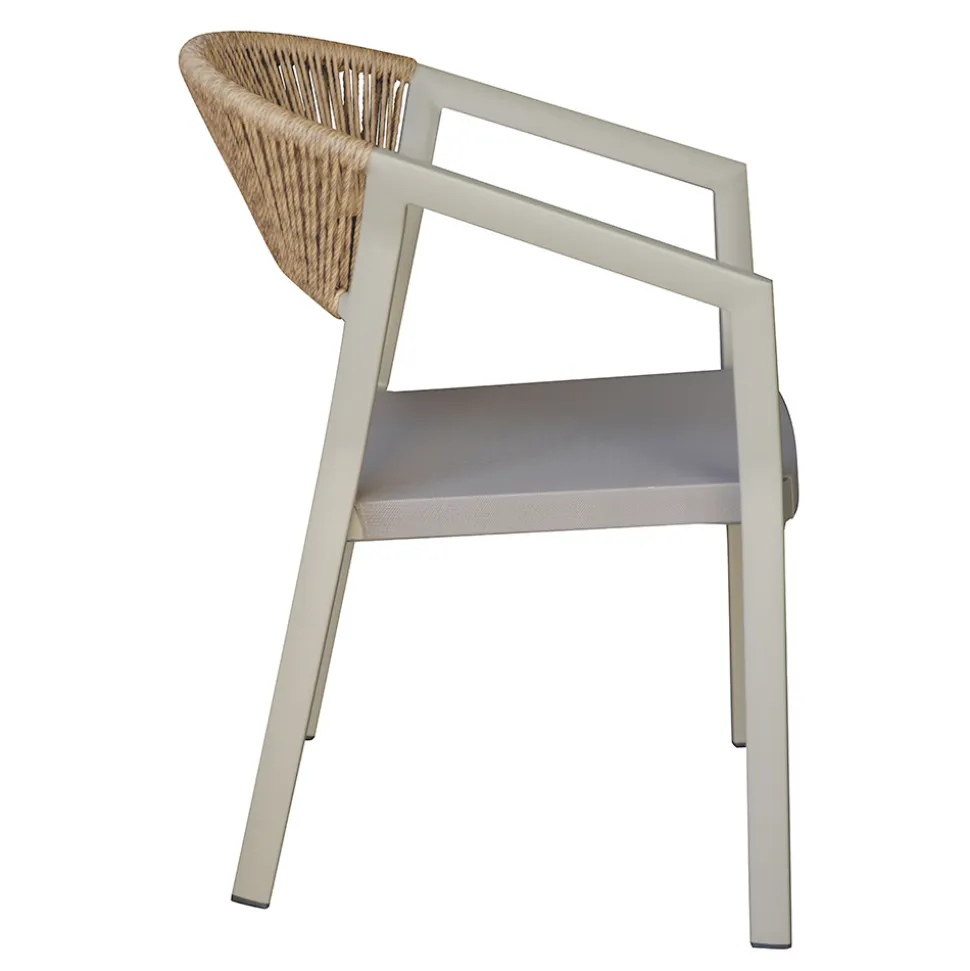 Sedia Impilabile con Seduta in Textilene e Schienale in Twist Wicker - Passione