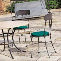 Sedia Impilabile da Esterno in Ferro con Cuscino Made in Italy 2 Pezzi - Allegra