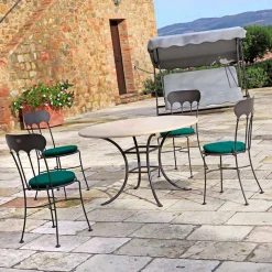 Sedia Impilabile da Esterno in Ferro con Cuscino Made in Italy 2 Pezzi - Allegra