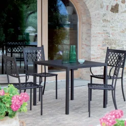 Sedia Impilabile da Esterno in Acciaio Zincato Made in Italy 4 Pezzi - Celia