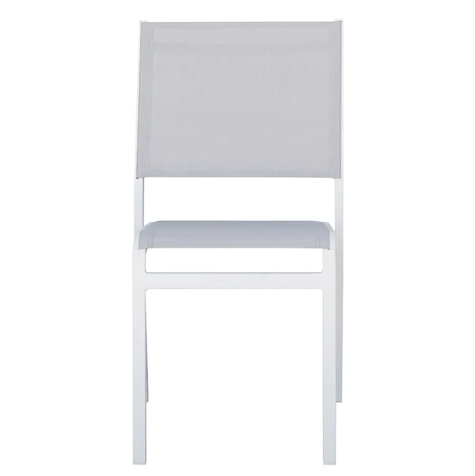 Sedia Impilabile da Giardino in Alluminio e Textilene Bianco o Grigio - Floraforma