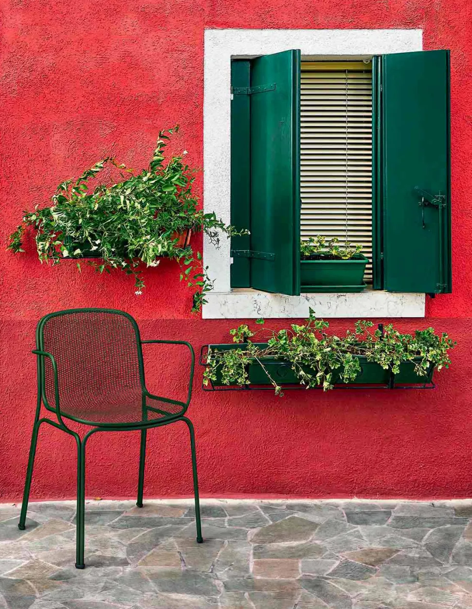 Sedia Impilabile in Metallo da Esterno Made in Italy, 4 Pezzi - Verna