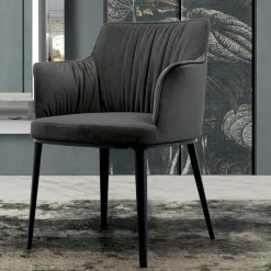 Sedia in Acciaio con Seduta Rivestita in Velluto Made in Italy - Arisa