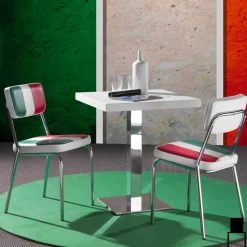 Sedia in ecopelle con bandiera italiana di design Banda