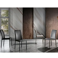Sedia in Ecopelle da Sala da Pranzo Design Elegante Moderno - Granger